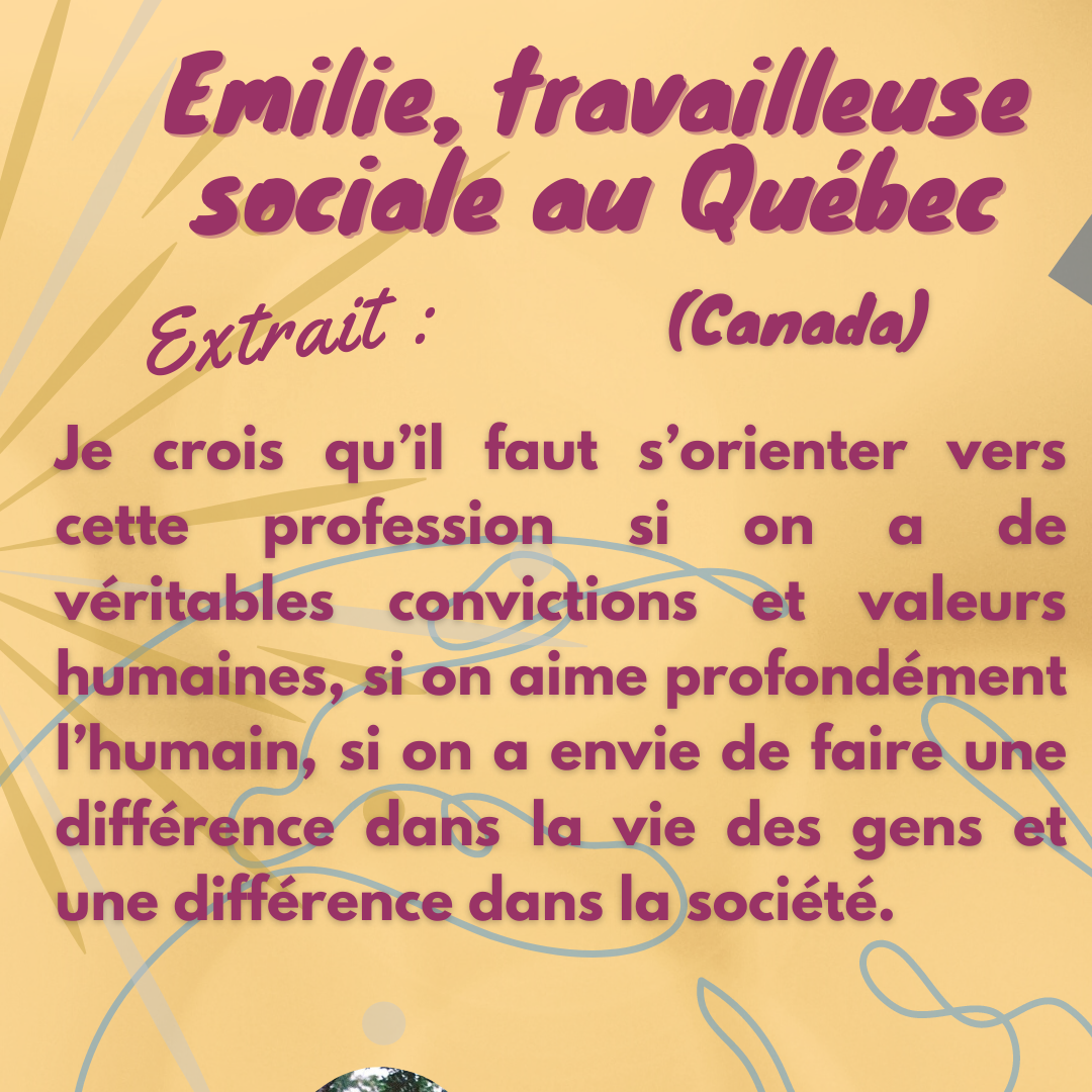Emilie travailleuse sociale au Québec (Canada) – Mois du travail social 2022