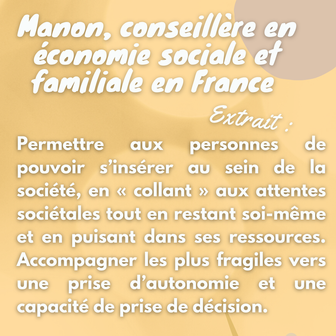 Manon conseillère en économie sociale et familiale en France – Mois du travail social